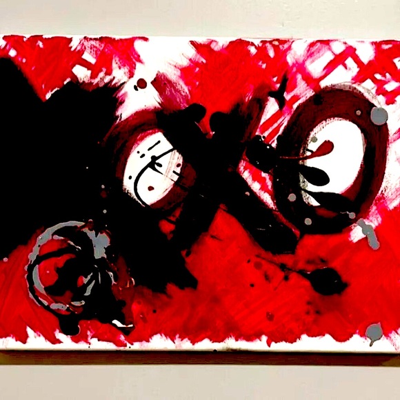 New Handmade Abstract XOXO Painting on Canvas 16 x 12 - Picture 3 of 8